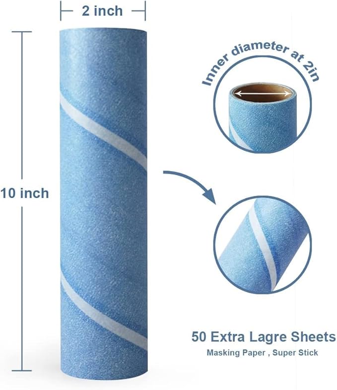 Layers Large Lint Roller Refill, Suitable for Most Large Rollers, mega Rollers, 10 in Wide Roller in The Market - 6 Packs