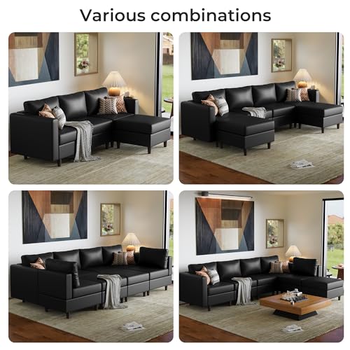 ABCASA Faux Leather Sectional, Modular Sectional Sofa - Image 6