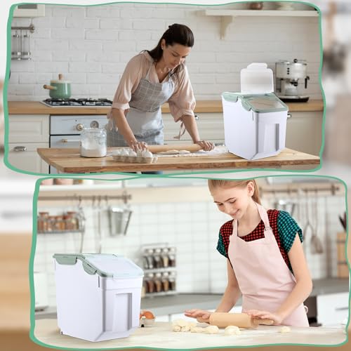Sunnyray 4 Pcs 33 Lbs Green Rice Flour Storage Bins with Wheels - Image 7