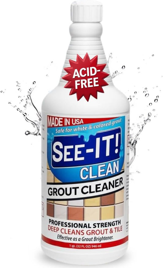 SEE-IT! Grout & Tile Deep Cleaner Brightener & Heavy-Duty Stain Remover Acid-Free Safe for Ceramic, Porcelain, Marble, Stone - 32 fl. oz.
