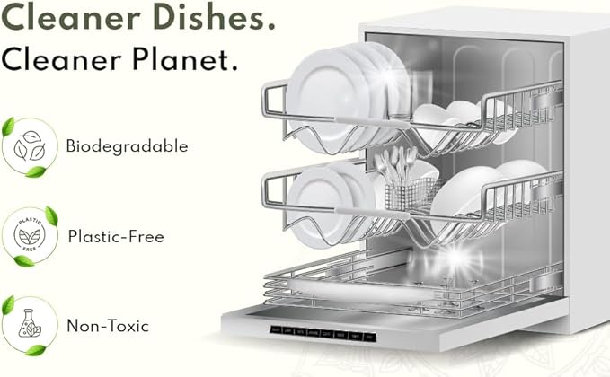Dishwashing Detergent Tablets | All-in-one Formula Plastic Free Dishwasher Detergent pods | 100 Tabs (4 Month Supply) | Non plastic - Non wrapped - Eco Friendly Tablets