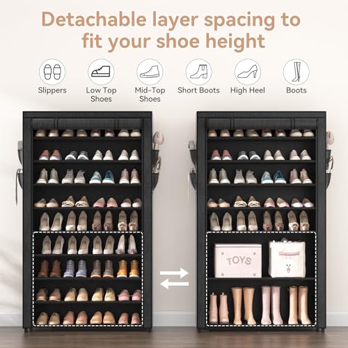 LANTEFUL Shoe Rack with Covers - 10 Tiers Tall Shoe | All Products - Image 7