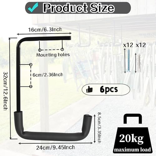 6pcs Overhead Garage Storage Rack, tility Ladder Hangers - Image 3