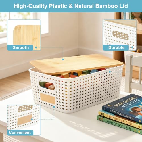 Bagnizer Small Plastic Storage Bins with Bamboo Lids 5.2qt - Image 3