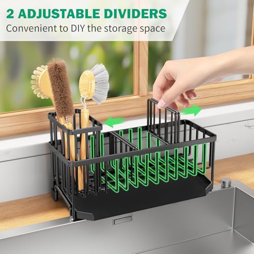 TomCare Kitchen Sink Caddy, 11-Inch Sponge Holder with Drain Tray - Image 5