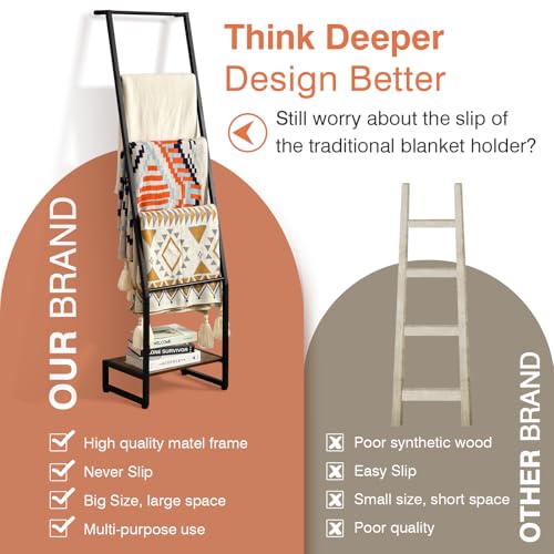 DGWJSU Blanket Ladder, 5 Tier Ladder Shelf - Image 6