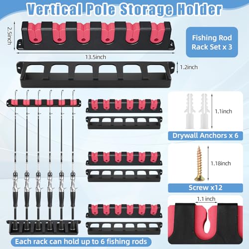 3 Set Fishing Rod Holders for Garage Wall Mount Pole | Garage Storage - Image 3