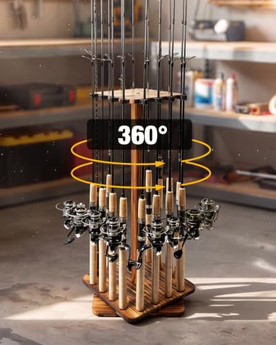 Rotating Fishing Rod Holder for Garage,Wood Floor Stand Pole Rack - Image 4