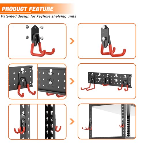TORACK 24 PCS Garage Storage Hooks with Tracks, Wall Mount - Image 6