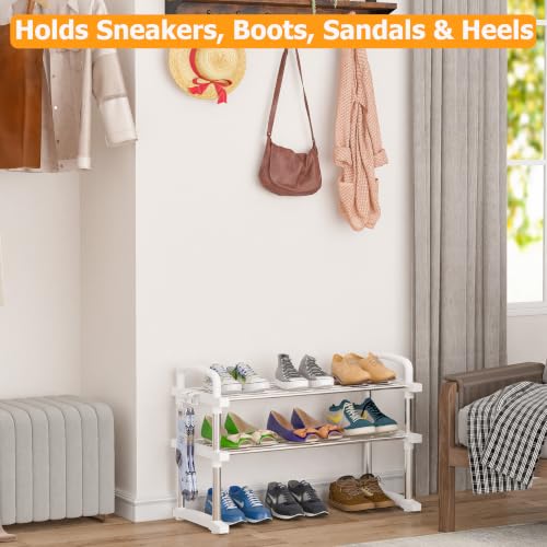 REBECAT Expandable Shoe Rack 2 Tier Stainless Steel Closet - Image 5