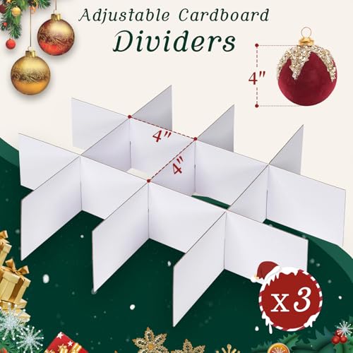 Christmas Ornament Storage Box with Adjustable Dividers - Image 4