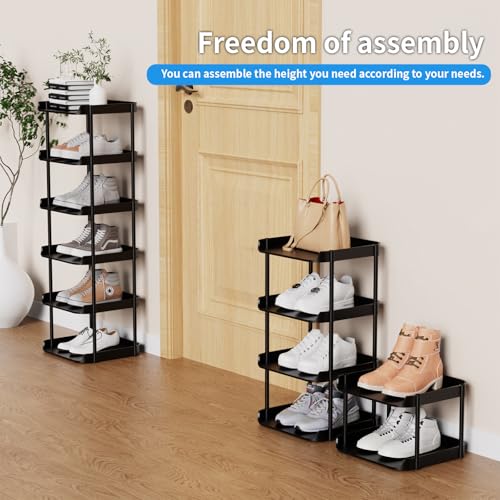 6 Tier Vertical Narrow Shoe Rack, Stackable Tall Skinny Shoerack - Image 5
