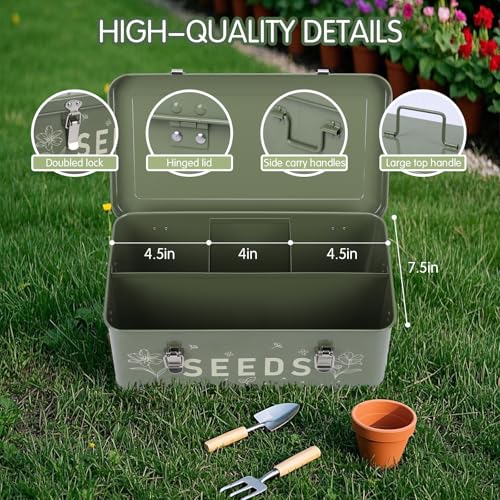 Seed Storage Organizer with Locking Lid, Metal Seed Packet - Image 5