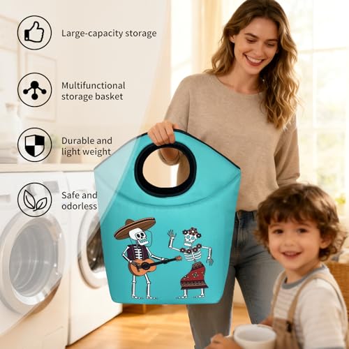 Collapsible Laundry Hamper, Waterproof Halloween Skeleton Storage - Image 7