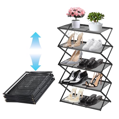 Small Shoe Rack for Entryway, 5-Tier Foldable Shoe Organizer - Image 2
