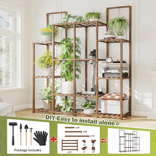 EnHomee Plant Stand, Hold 12-14 Pots, Waterproof Eucalyptus Wood - Image 6