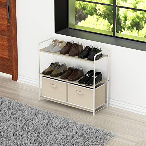 Simple Houseware 3-Tier Closet Storage with 2 Drawers, Beige - Image 5