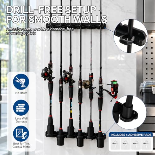Dual Mount Fishing Rod Rack Wall & Ceiling Storage Organizer - Image 4