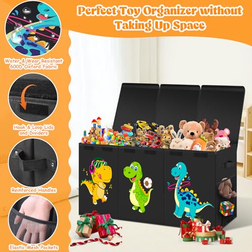Large Toy Box Storage with Lid, Collapsible Sturdy Toy Chest Bin - Image 3