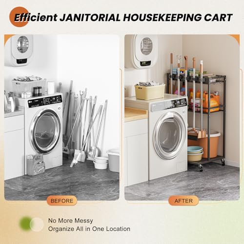 Broom Holder with Cleaning Supplies Organizer, Broom Closet - Image 7
