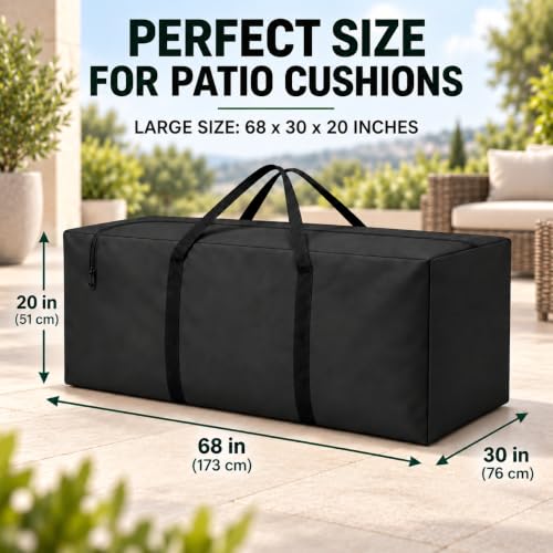 Waterproof Outdoor Patio Cushion Storage Bag with Zipper - Image 3
