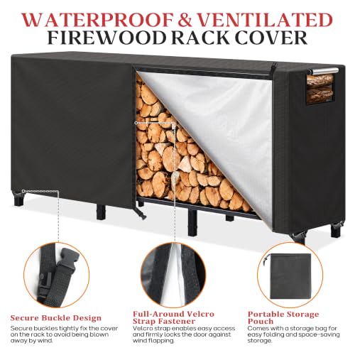 8FT Waterproof Firewood Rack Cover with Vent & Adhesive - Image 5