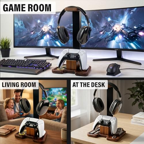 Gaming Equipment Headset Stand with Game Controller Holder & - Image 3