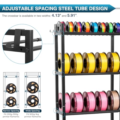 IRONWALLS 3D Printer Filament Rack with Wheel, 5 Tier, 51" Tall - Image 5