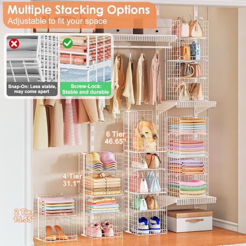 Yuyetuyo 6 Tier Raised-Height Hanging Closet Organizer, Stackable - Image 5