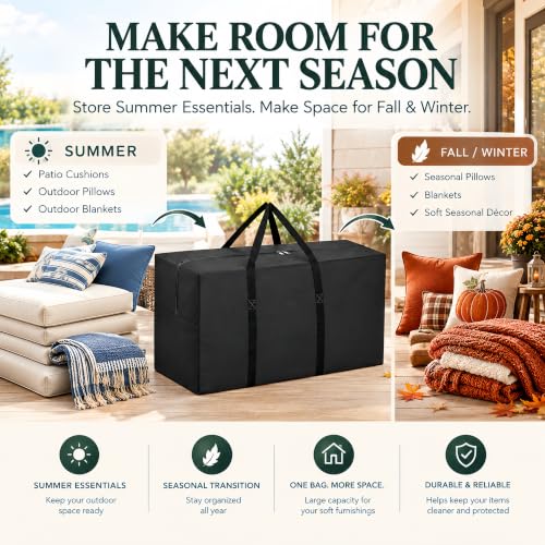 Outdoor Cushion Storage Bag, Extra Large Patio Cushion Bag - Image 5