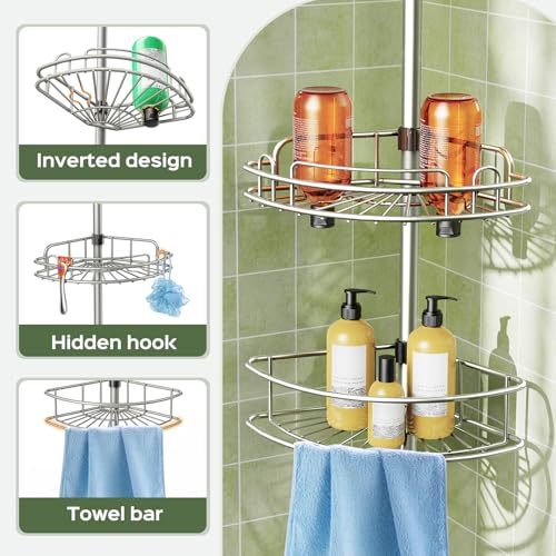 HAMITOR Corner Shower Caddy Tension Pole 4 Tier Rust | All Products - Image 6