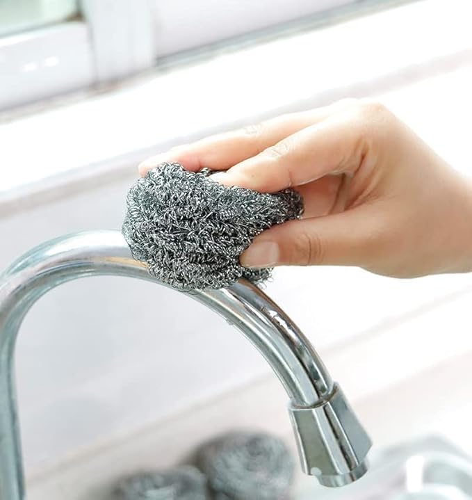 Long Lasting Wool Scrub(Pack of 24 Buds),Rust Free Scouring Pads,Made of High Grade Stainless Steel for Multi-Purpose Heavy-Duty Tough Cleaning for Cast Iron/Stock Pot/Dish/Pan/Oven/Griddle/Grill/Sink