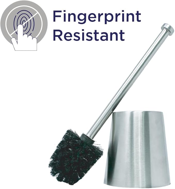 Toilet Brush and Holder, 304 Stainless Steel, Fingerprint-Proof, Rust Resistant, Toilet Bowl Brush for Bathroom Toilet - Ergonomic, Pratical Durable - 2 Pack