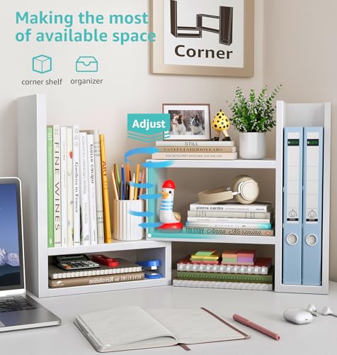 Desktop File Organizer Desk Organizer Shelf - White Office - Image 5