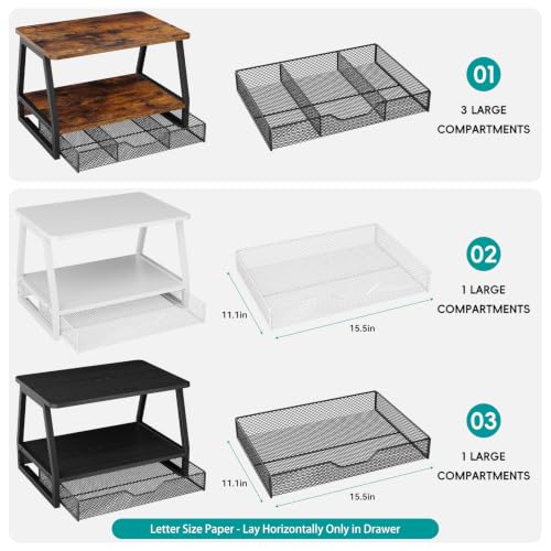 2-Tier Printer Stand with Storage, Desktop Organizer - Image 7