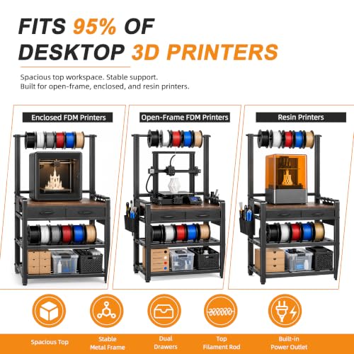 3D Printer Stand, 3D Printer Table with Filament Storage - Image 6