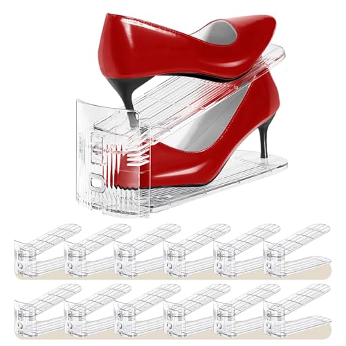 Shoe Slots Organizer 12 Pack - Shoe Stacker,3 Levels Adjustable - Image 2