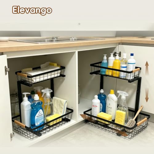 2-Tier Pull-Out Under Sink Organizer, Black - Image 5