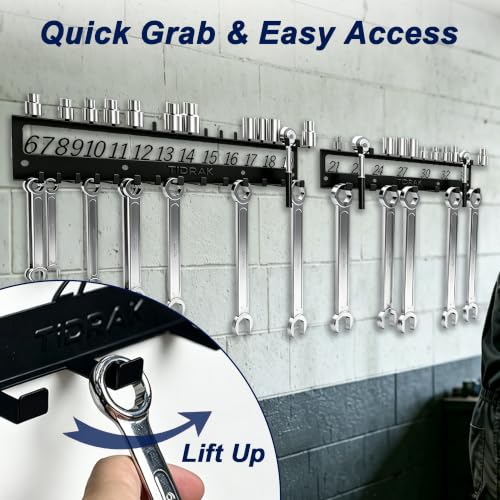 Metal Wrench & Socket Organizer, Dual-Layer Rack with Labels - Image 5