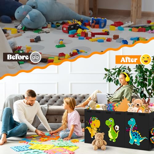 Large Toy Box Storage with Lid, Collapsible Sturdy Toy Chest Bin - Image 6