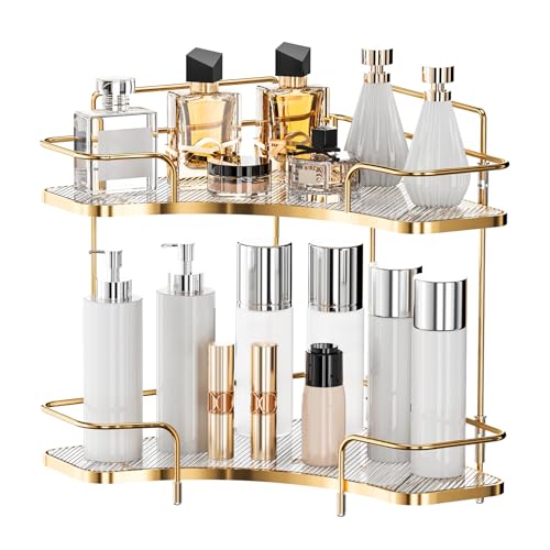 Seoneiro 2 Tier Corner Bathroom Counter Organizer, Cosmetic - Image 2