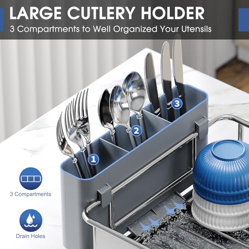 Urackify Stainless Steel Dish Drying Rack for Kitchen Counter - Image 4