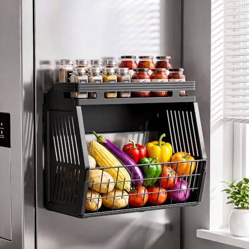 EVERIE Magnetic Refrigerator Side Organizer, 2-Tier Fridge - Image 2