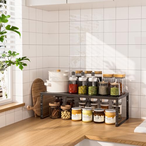 Expandable Adjustable Cabinet Shelf Organizer - Stackable - Image 3