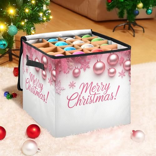 Merry Christmas Pink Christmas Ornament Storage Box - Image 3