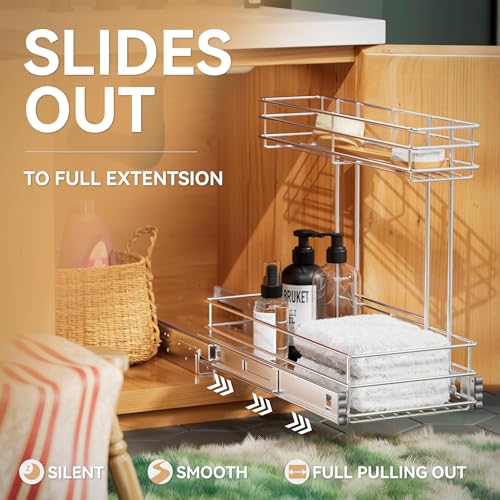 Under Sink Organizer 9" W X19 D, Pull Out Cabinet Organizer 2 - Image 6