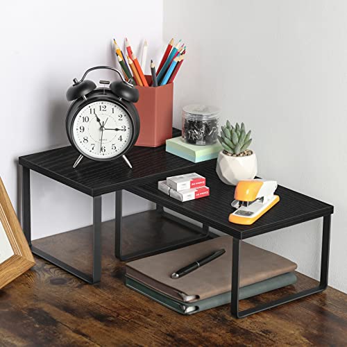 CADUKE Set of 4 Kitchen Counter Shelves, Cabinet Organizer, Black - Image 7