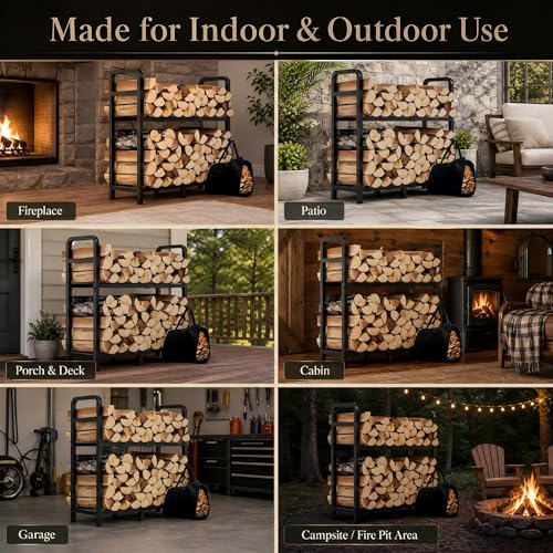 Firewood Rack Outdoor 30 Inch 2-Tier Heavy Duty Log Carrier Bag - Image 6