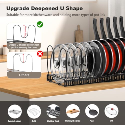 Housolution 2 Pack Pot and Pan Lid Organizer Holder Storage Rack - Image 3