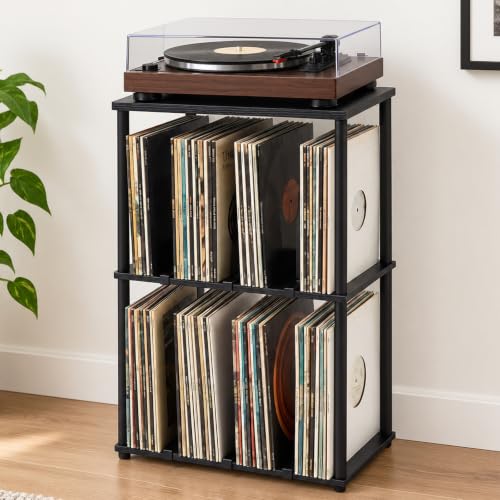 3-Tier Vinyl Record Black Storage Holder for Books | Home Organization - Image 2